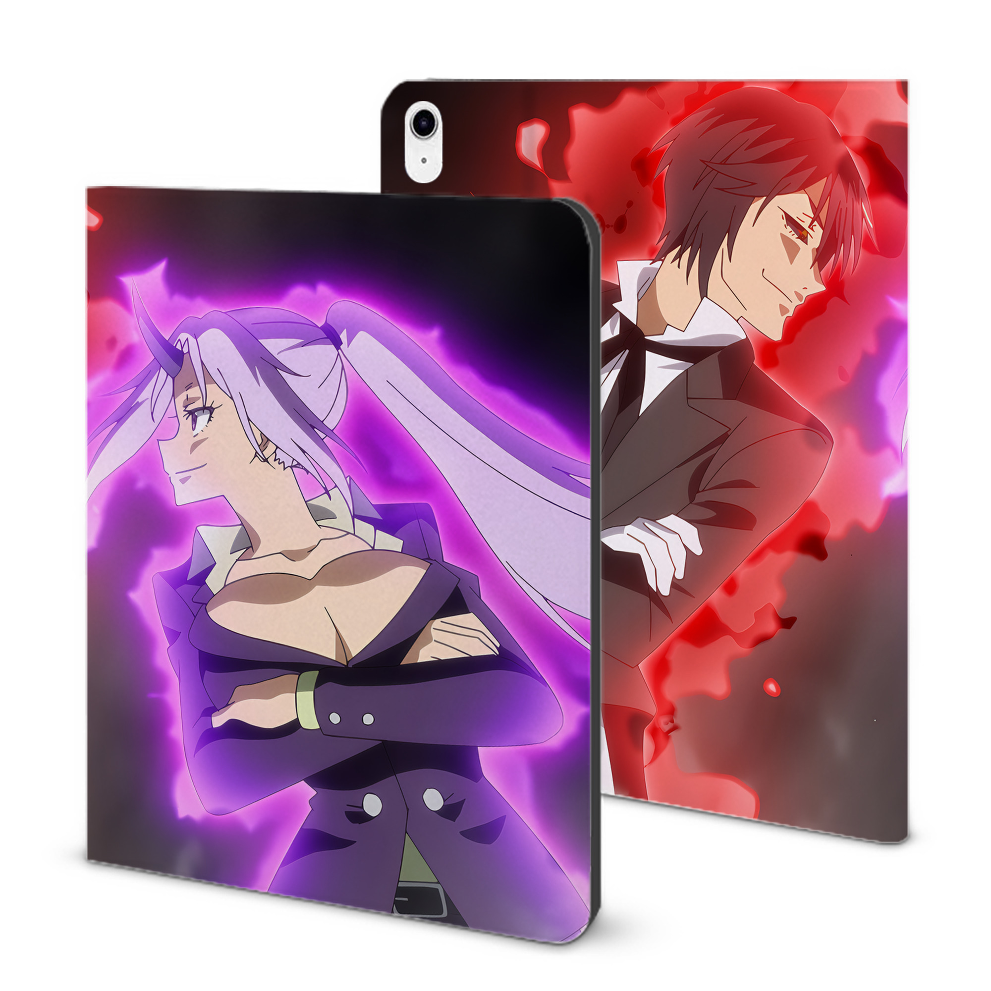 （画像用） 転スラ Regarding Reincarnated to Slime IPad ケース ブック型 PUレザー TPU 耐衝撃 軽量 薄型 ペン収納なし 全面保護 IPad 各モデル対応